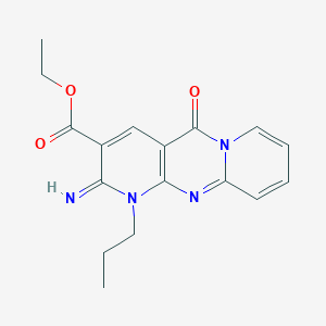 ethyl 6-imino-2-oxo-7-propyl-1,7,9-triazatricyclo[8.4.0.03,8]tetradeca-3(8),4,9,11,13-pentaene-5-carboxylate