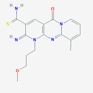 6-imino-7-(3-methoxypropyl)-11-methyl-2-oxo-1,7,9-triazatricyclo[8.4.0.03,8]tetradeca-3(8),4,9,11,13-pentaene-5-carbothioamide