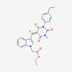 ethyl (3-{(E)-[1-(4-ethylphenyl)-2,4,6-trioxotetrahydropyrimidin-5(2H)-ylidene]methyl}-1H-indol-1-yl)acetate