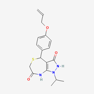 molecular formula C18H21N3O3S B15030519 3-hydroxy-1-(propan-2-yl)-4-[4-(prop-2-en-1-yloxy)phenyl]-4,8-dihydro-1H-pyrazolo[3,4-e][1,4]thiazepin-7(6H)-one 