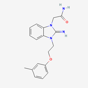 molecular formula C18H20N4O2 B15030594 2-{2-imino-3-[2-(3-methylphenoxy)ethyl]-2,3-dihydro-1H-benzimidazol-1-yl}acetamide 