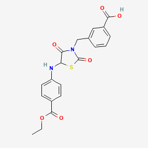 molecular formula C20H18N2O6S B15030616 3-[(5-{[4-(Ethoxycarbonyl)phenyl]amino}-2,4-dioxo-1,3-thiazolidin-3-yl)methyl]benzoic acid 