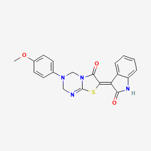 (7Z)-3-(4-methoxyphenyl)-7-(2-oxo-1,2-dihydro-3H-indol-3-ylidene)-3,4-dihydro-2H-[1,3]thiazolo[3,2-a][1,3,5]triazin-6(7H)-one