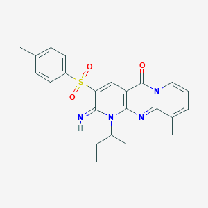 7-(Butan-2-yl)-6-imino-11-methyl-5-(4-methylbenzenesulfonyl)-1,7,9-triazatricyclo[8.4.0.0^{3,8}]tetradeca-3(8),4,9,11,13-pentaen-2-one