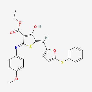 ethyl (5Z)-2-(4-methoxyanilino)-4-oxo-5-[(5-phenylsulfanylfuran-2-yl)methylidene]thiophene-3-carboxylate