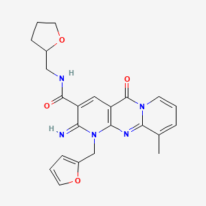 7-[(furan-2-yl)methyl]-6-imino-11-methyl-2-oxo-N-[(oxolan-2-yl)methyl]-1,7,9-triazatricyclo[8.4.0.0^{3,8}]tetradeca-3(8),4,9,11,13-pentaene-5-carboxamide