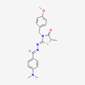 (2Z)-2-{(2E)-[4-(dimethylamino)benzylidene]hydrazinylidene}-3-(4-methoxybenzyl)-5-methyl-1,3-thiazolidin-4-one