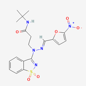 N-(tert-butyl)-3-{(2E)-1-(1,1-dioxido-1,2-benzisothiazol-3-yl)-2-[(5-nitro-2-furyl)methylene]hydrazino}propanamide