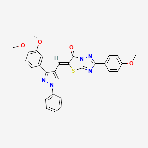 molecular formula C29H23N5O4S B15030746 (5Z)-5-{[3-(3,4-dimethoxyphenyl)-1-phenyl-1H-pyrazol-4-yl]methylidene}-2-(4-methoxyphenyl)[1,3]thiazolo[3,2-b][1,2,4]triazol-6(5H)-one 