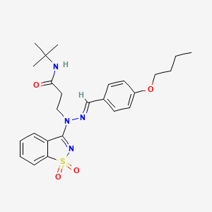 molecular formula C25H32N4O4S B15030750 3-[(2E)-2-(4-butoxybenzylidene)-1-(1,1-dioxido-1,2-benzothiazol-3-yl)hydrazinyl]-N-tert-butylpropanamide 