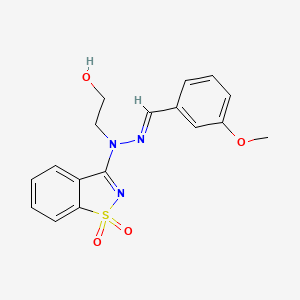 2-[(2E)-1-(1,1-dioxido-1,2-benzothiazol-3-yl)-2-(3-methoxybenzylidene)hydrazinyl]ethanol