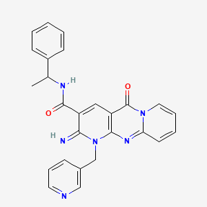 6-imino-2-oxo-N-(1-phenylethyl)-7-(pyridin-3-ylmethyl)-1,7,9-triazatricyclo[8.4.0.03,8]tetradeca-3(8),4,9,11,13-pentaene-5-carboxamide