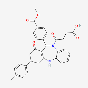 4-{1-hydroxy-11-[4-(methoxycarbonyl)phenyl]-3-(4-methylphenyl)-2,3,4,11-tetrahydro-10H-dibenzo[b,e][1,4]diazepin-10-yl}-4-oxobutanoic acid