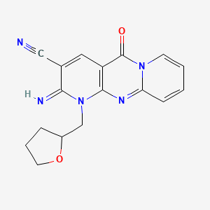 molecular formula C17H15N5O2 B15030795 6-imino-2-oxo-7-(oxolan-2-ylmethyl)-1,7,9-triazatricyclo[8.4.0.03,8]tetradeca-3(8),4,9,11,13-pentaene-5-carbonitrile CAS No. 380389-92-4