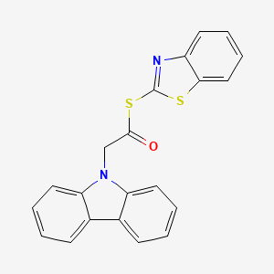 molecular formula C21H14N2OS2 B15030800 S-1,3-benzothiazol-2-yl 9H-carbazol-9-ylethanethioate 