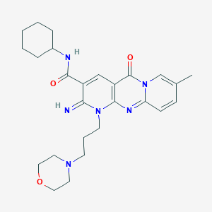 N-cyclohexyl-6-imino-13-methyl-7-(3-morpholin-4-ylpropyl)-2-oxo-1,7,9-triazatricyclo[8.4.0.03,8]tetradeca-3(8),4,9,11,13-pentaene-5-carboxamide