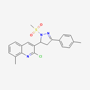 molecular formula C21H20ClN3O2S B15030811 2-chloro-8-methyl-3-[3-(4-methylphenyl)-1-(methylsulfonyl)-4,5-dihydro-1H-pyrazol-5-yl]quinoline 