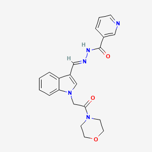 molecular formula C21H21N5O3 B15030817 N'-[(E)-{1-[2-(morpholin-4-yl)-2-oxoethyl]-1H-indol-3-yl}methylidene]pyridine-3-carbohydrazide 