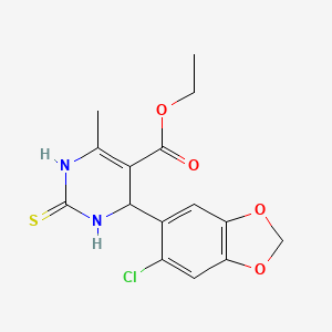 Ethyl 4-(6-chloro-1,3-benzodioxol-5-yl)-6-methyl-2-thioxo-1,2,3,4-tetrahydro-5-pyrimidinecarboxylate