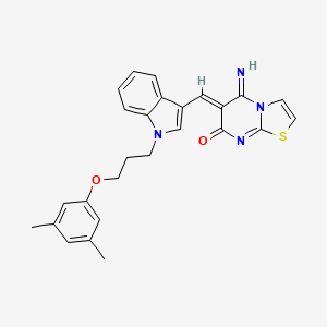 molecular formula C26H24N4O2S B15030871 (6Z)-6-({1-[3-(3,5-dimethylphenoxy)propyl]-1H-indol-3-yl}methylidene)-5-imino-5,6-dihydro-7H-[1,3]thiazolo[3,2-a]pyrimidin-7-one 