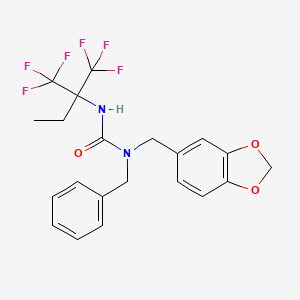 molecular formula C21H20F6N2O3 B15030874 1-Benzo[1,3]dioxol-5-ylmethyl-1-benzyl-3-(1,1-bis-trifluoromethyl-propyl)-urea 