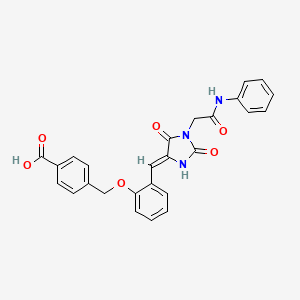 molecular formula C26H21N3O6 B15030944 4-({2-[(Z)-{2,5-dioxo-1-[2-oxo-2-(phenylamino)ethyl]imidazolidin-4-ylidene}methyl]phenoxy}methyl)benzoic acid 