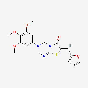 molecular formula C19H19N3O5S B15031012 (7Z)-7-(furan-2-ylmethylidene)-3-(3,4,5-trimethoxyphenyl)-3,4-dihydro-2H-[1,3]thiazolo[3,2-a][1,3,5]triazin-6(7H)-one 