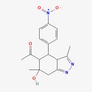 1-[6-Hydroxy-3,6-dimethyl-4-(4-nitrophenyl)-3a,4,5,7-tetrahydroindazol-5-yl]ethanone