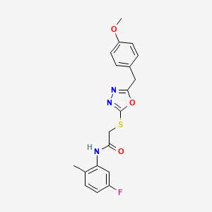 molecular formula C19H18FN3O3S B15031057 N-(5-fluoro-2-methylphenyl)-2-{[5-(4-methoxybenzyl)-1,3,4-oxadiazol-2-yl]sulfanyl}acetamide 