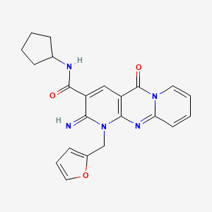 N-cyclopentyl-7-(furan-2-ylmethyl)-6-imino-2-oxo-1,7,9-triazatricyclo[8.4.0.03,8]tetradeca-3(8),4,9,11,13-pentaene-5-carboxamide