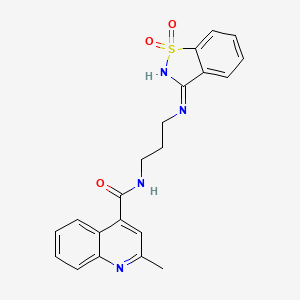 N-{3-[(1,1-dioxido-1,2-benzothiazol-3-yl)amino]propyl}-2-methylquinoline-4-carboxamide