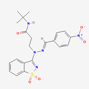 N-tert-butyl-3-[(2E)-1-(1,1-dioxido-1,2-benzothiazol-3-yl)-2-(4-nitrobenzylidene)hydrazinyl]propanamide