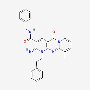 N-benzyl-6-imino-11-methyl-2-oxo-7-(2-phenylethyl)-1,7,9-triazatricyclo[8.4.0.03,8]tetradeca-3(8),4,9,11,13-pentaene-5-carboxamide