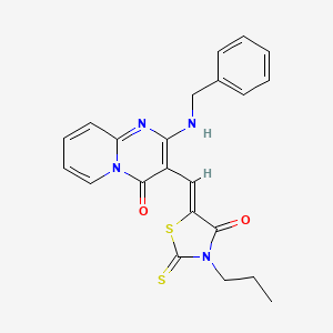 2-(benzylamino)-3-[(Z)-(4-oxo-3-propyl-2-thioxo-1,3-thiazolidin-5-ylidene)methyl]-4H-pyrido[1,2-a]pyrimidin-4-one