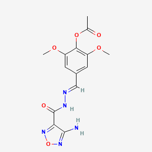 molecular formula C14H15N5O6 B15031236 4-[(E)-{2-[(4-amino-1,2,5-oxadiazol-3-yl)carbonyl]hydrazinylidene}methyl]-2,6-dimethoxyphenyl acetate 