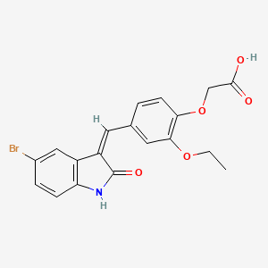 {4-[(Z)-(5-bromo-2-oxo-1,2-dihydro-3H-indol-3-ylidene)methyl]-2-ethoxyphenoxy}acetic acid