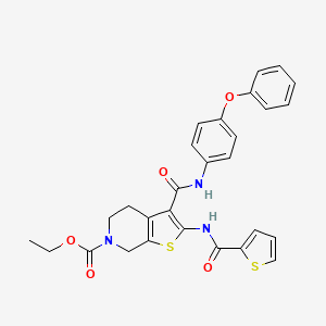 molecular formula C28H25N3O5S2 B15031312 ethyl 3-[(4-phenoxyphenyl)carbamoyl]-2-[(thiophen-2-ylcarbonyl)amino]-4,7-dihydrothieno[2,3-c]pyridine-6(5H)-carboxylate 