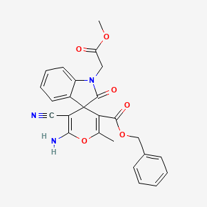 Benzyl 6'-amino-5'-cyano-1-(2-methoxy-2-oxoethyl)-2'-methyl-2-oxo-1,2-dihydrospiro[indole-3,4'-pyran]-3'-carboxylate