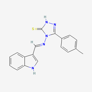 molecular formula C18H15N5S B15031344 4-{[(E)-1H-indol-3-ylmethylidene]amino}-5-(4-methylphenyl)-4H-1,2,4-triazole-3-thiol 