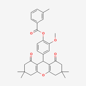 2-methoxy-4-(3,3,6,6-tetramethyl-1,8-dioxo-2,3,4,5,6,7,8,9-octahydro-1H-xanthen-9-yl)phenyl 3-methylbenzoate