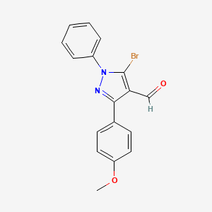 molecular formula C17H13BrN2O2 B1503138 5-溴-3-(4-甲氧基苯基)-1-苯基-1H-吡唑-4-甲醛 CAS No. 1188037-01-5