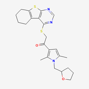 molecular formula C23H27N3O2S2 B15031410 1-[2,5-dimethyl-1-(tetrahydrofuran-2-ylmethyl)-1H-pyrrol-3-yl]-2-(5,6,7,8-tetrahydro[1]benzothieno[2,3-d]pyrimidin-4-ylsulfanyl)ethanone 