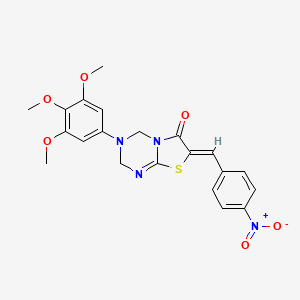 (7Z)-7-(4-nitrobenzylidene)-3-(3,4,5-trimethoxyphenyl)-3,4-dihydro-2H-[1,3]thiazolo[3,2-a][1,3,5]triazin-6(7H)-one