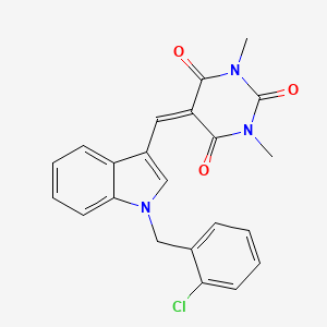 molecular formula C22H18ClN3O3 B15031443 5-{[1-(2-chlorobenzyl)-1H-indol-3-yl]methylidene}-1,3-dimethylpyrimidine-2,4,6(1H,3H,5H)-trione 