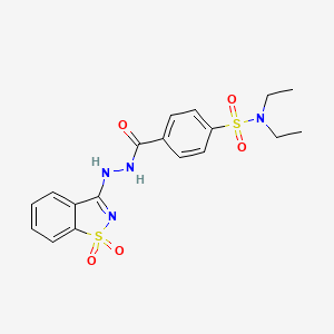 molecular formula C18H20N4O5S2 B15031462 4-{[2-(1,1-dioxido-1,2-benzisothiazol-3-yl)hydrazino]carbonyl}-N,N-diethylbenzenesulfonamide 