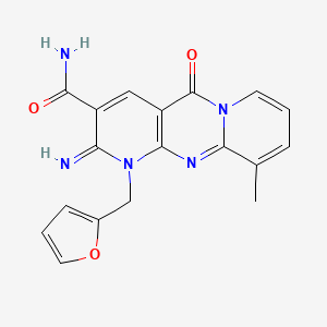 7-[(Furan-2-yl)methyl]-6-imino-11-methyl-2-oxo-1,7,9-triazatricyclo[8.4.0.0^{3,8}]tetradeca-3(8),4,9,11,13-pentaene-5-carboxamide