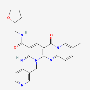 molecular formula C24H24N6O3 B15031486 6-imino-13-methyl-2-oxo-N-[(oxolan-2-yl)methyl]-7-[(pyridin-3-yl)methyl]-1,7,9-triazatricyclo[8.4.0.0^{3,8}]tetradeca-3(8),4,9,11,13-pentaene-5-carboxamide 