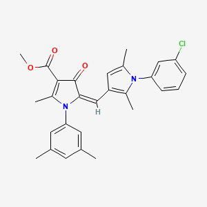 molecular formula C28H27ClN2O3 B15031492 methyl (5E)-5-{[1-(3-chlorophenyl)-2,5-dimethyl-1H-pyrrol-3-yl]methylidene}-1-(3,5-dimethylphenyl)-2-methyl-4-oxo-4,5-dihydro-1H-pyrrole-3-carboxylate 