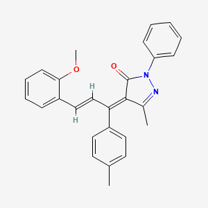 (4E)-4-[(2E)-3-(2-methoxyphenyl)-1-(4-methylphenyl)prop-2-en-1-ylidene]-5-methyl-2-phenyl-2,4-dihydro-3H-pyrazol-3-one