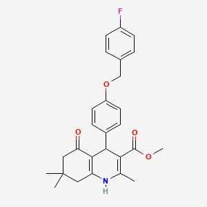 molecular formula C27H28FNO4 B15031540 Methyl 4-{4-[(4-fluorobenzyl)oxy]phenyl}-2,7,7-trimethyl-5-oxo-1,4,5,6,7,8-hexahydroquinoline-3-carboxylate 